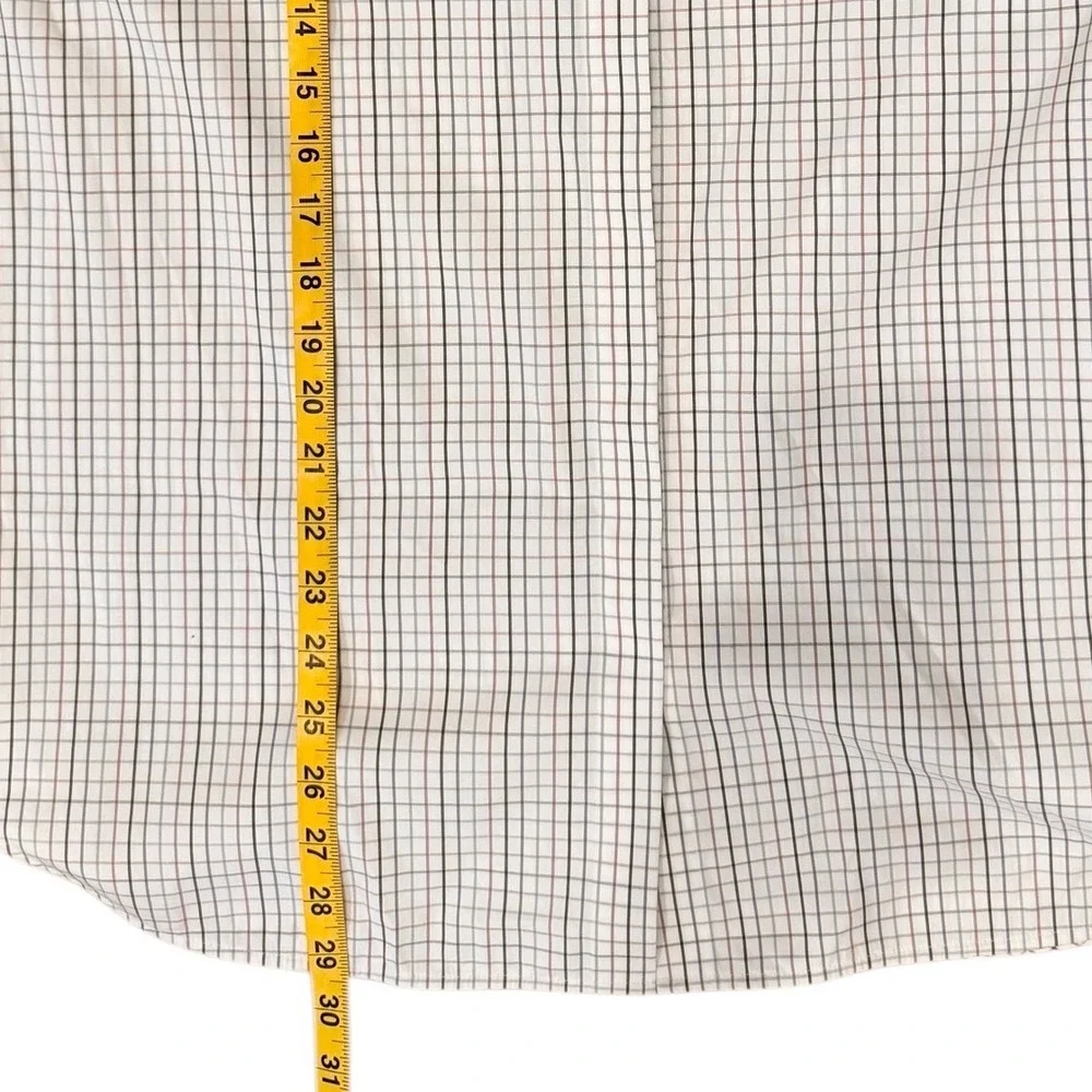 Lafayette 148 New York Womens M Grid Check Hidden Button Down Shirt White Multi - Picture 4 of 9